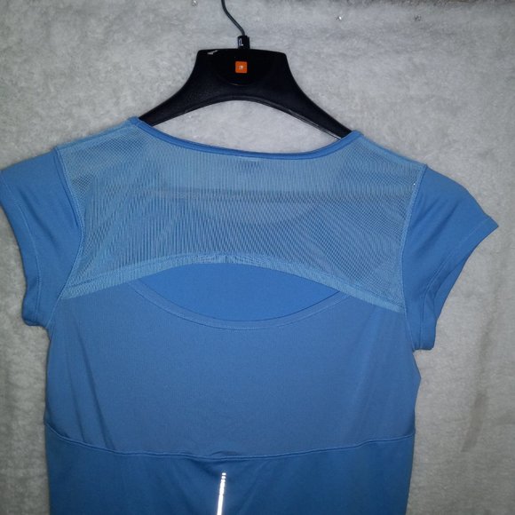C9 by Champion Reflective Open Back Sheer Short Sleeve Athletic Blue Top Size S - Picture 11 of 15